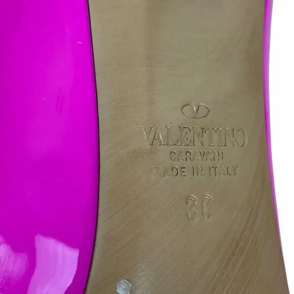 Valentino Garavani One Stud Patent Leather Pump Hot Pink Size 38 - Picture 11 of 14